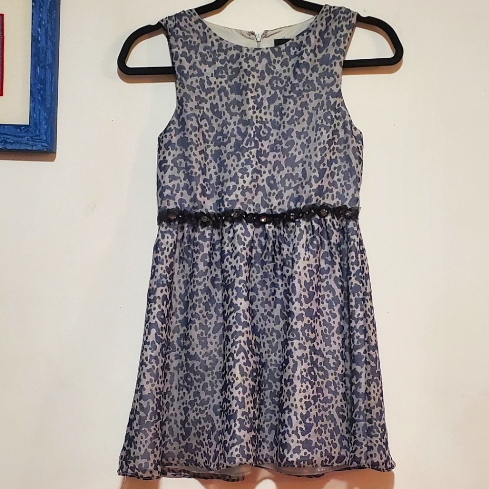 A Dark Blue and Grey Jeweled Dress
